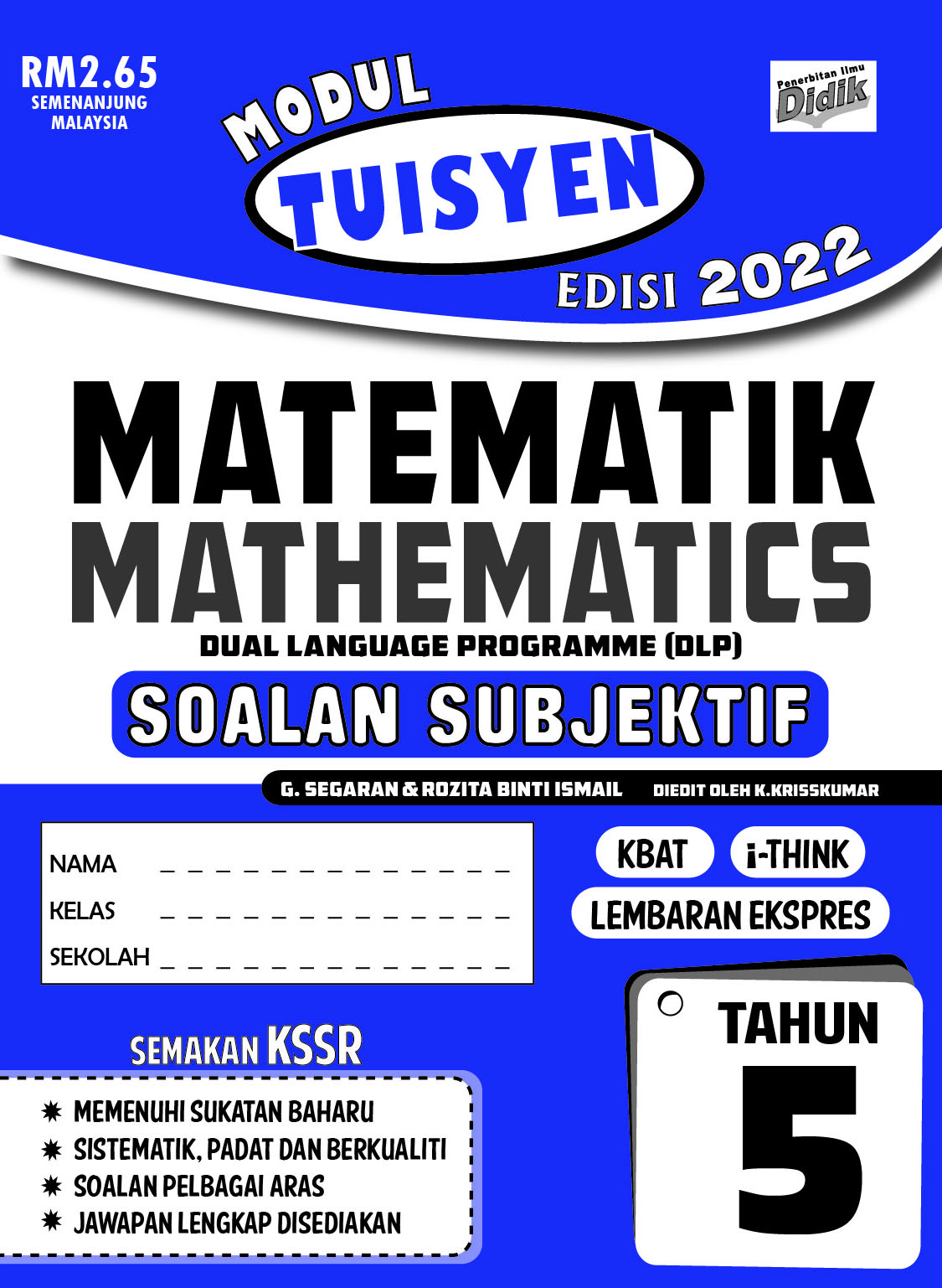 Modul Tuisyen Edisi 2022 Matematik Tahun 5 (Soalan Subjektif) – Pustaka