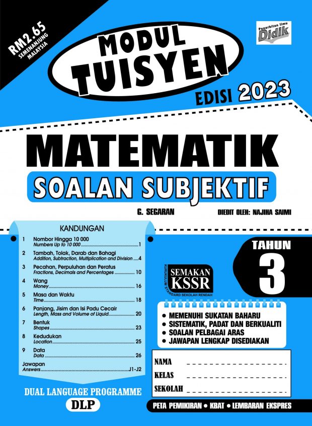 Modul Tuisyen Edisi 2023 Matematik Tahun 3 – Soalan Subjektif – Pustaka